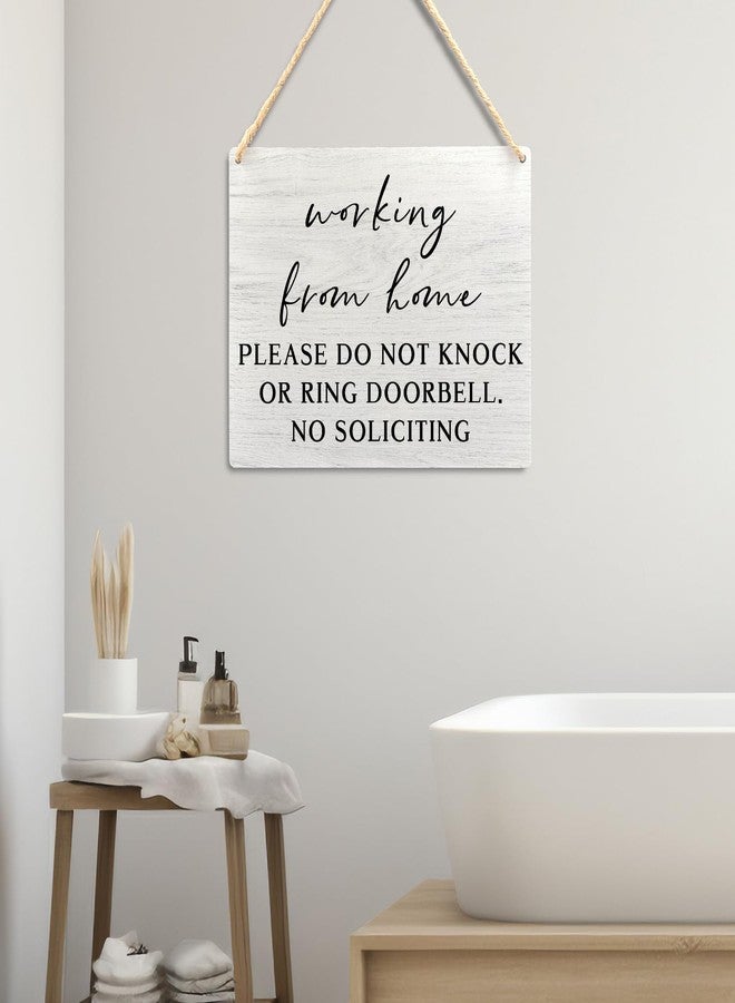 Ryeolo Working From Home Sign For Front Door Do Not Ring Doorbell Sign Hanging Decor,Please Do Not Knock Sign Wall Hanging Wooden Decor For House Bedroom Office 10.2x7.8 Inches - Image 5
